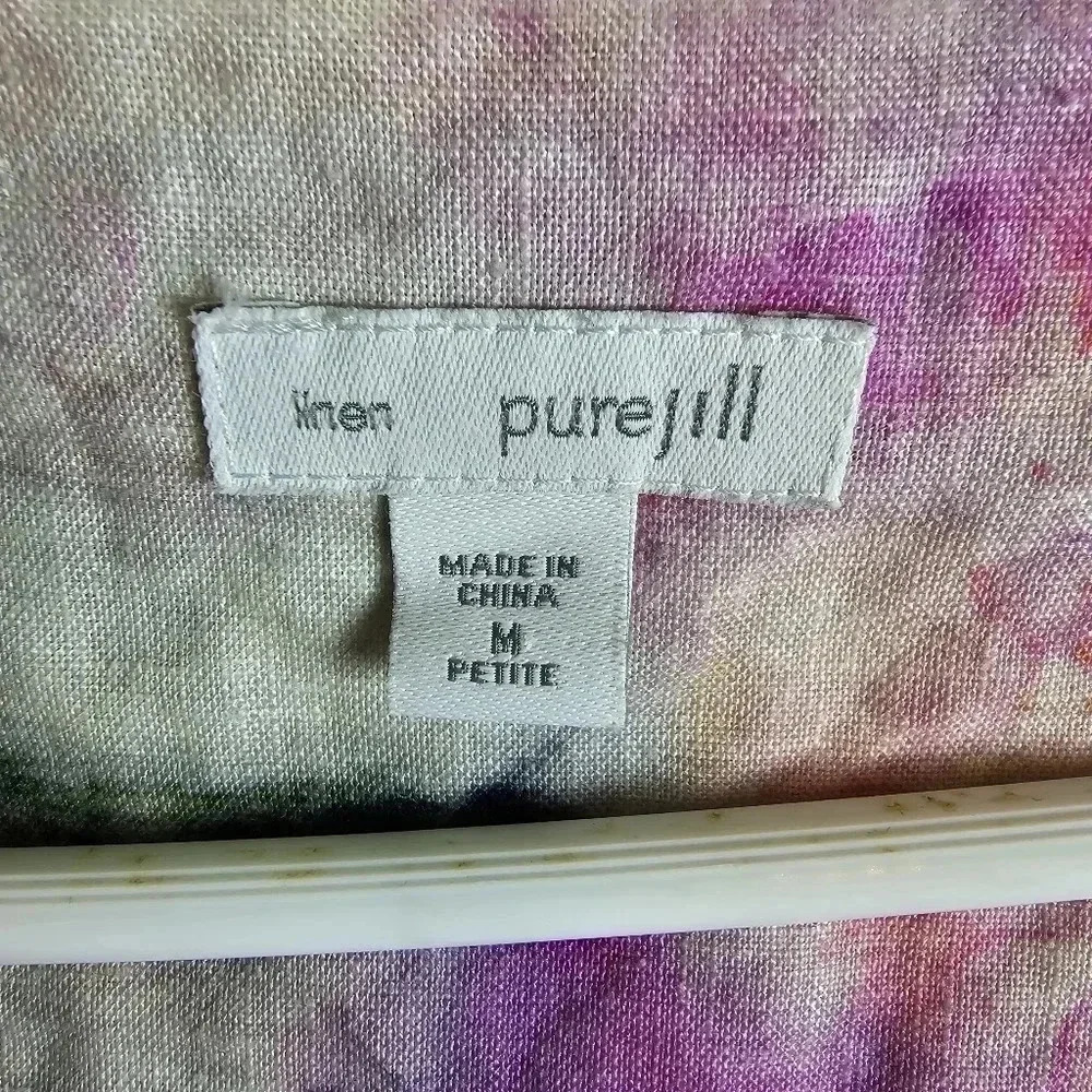 Pure Jill 100% linen sleeveless watercolor floral midi dress - Picture 7 of 9